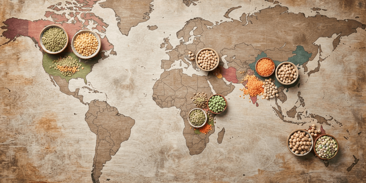 Major Global Sourcing Regions for Lentils, Peas, and Chickpeas